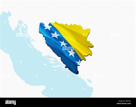 Flag Map of Bosnia and Herzegovina. 3D rendering Bosnia and Herzegovina ...