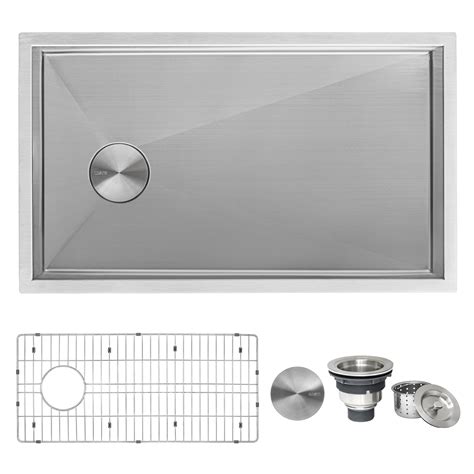 32 Inch Offset Drain Sloped Bottom Undermount Kitchen Sink Single Bowl