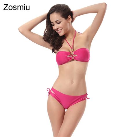 Zosmiu Hot Summer Women Bikinis Set Sexy Halter Bandage Swimsuits