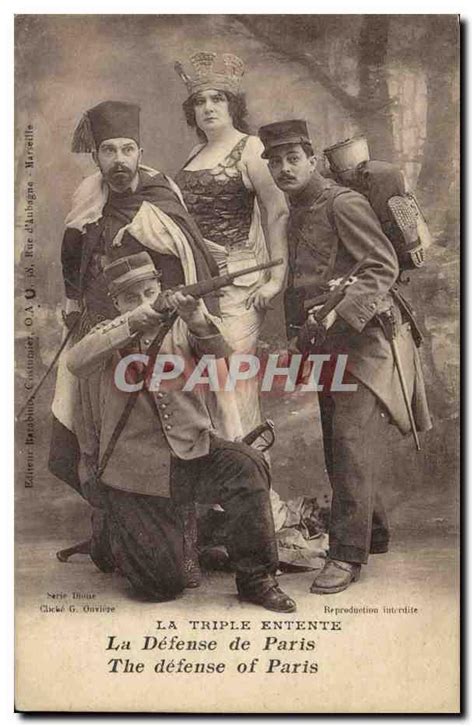 Carte Postale Ancienne Militaria La Triple Entente La Defense De Paris