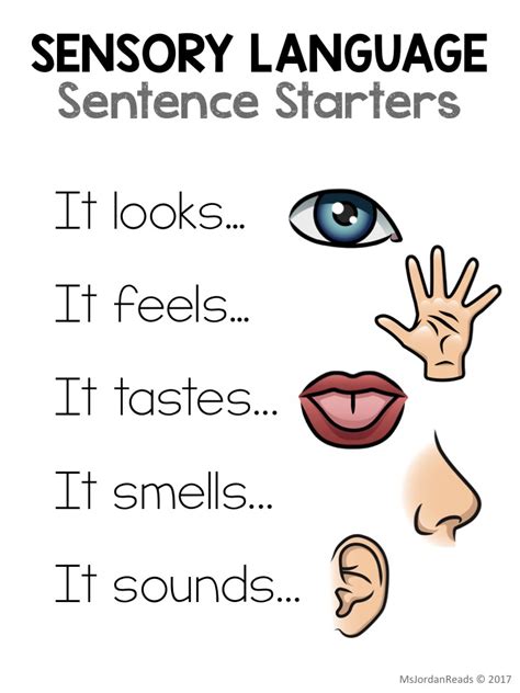 Sensory Language Sentence Starters Msjordanreads