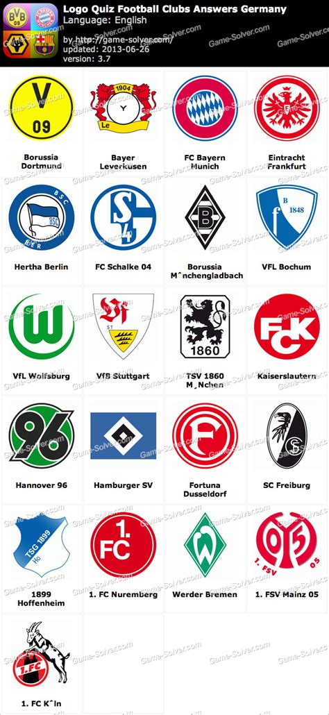 Logo Quiz Football Clubs Answers Germany - Game Solver