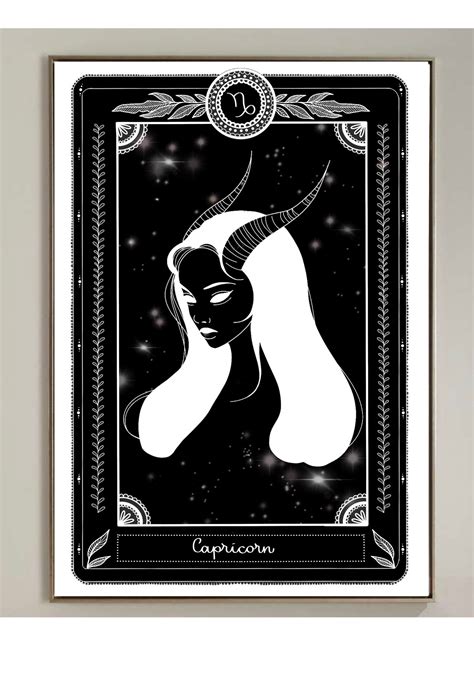 Capricorn Zodiac Print Capricorn Tarot Card Poster Zodiac Etsy