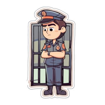 Cartoon Police Officer Standing Clipart Vector Correctional Officer