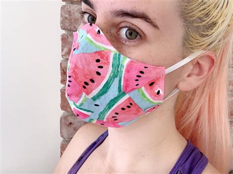 Cotton Face Mask Summer Watermelons Made In Us Ready To Etsy