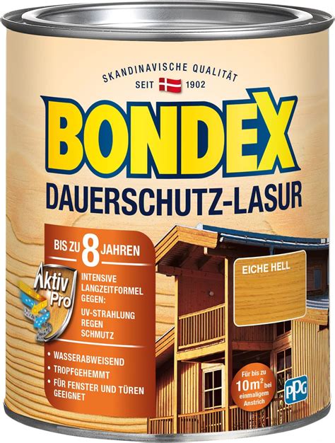 Bondex Dauerschutz Lasur Nussbaum 2 5 L für 32 m² Hoher Wetter und