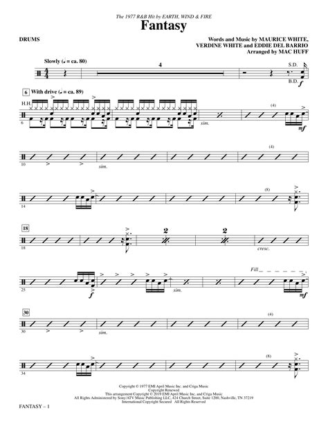 Fantasy Arr Mac Huff Drums By Earth Wind Fire Sheet Music For