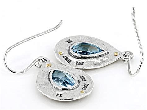 Sky Blue Topaz Two Tone Sterling Silver 14K Yellow Gold Over Sterling