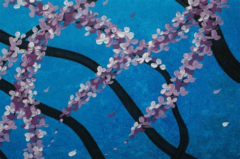 Large Painting Cherry Blossom Painting Vibrant Blues Purples - Etsy