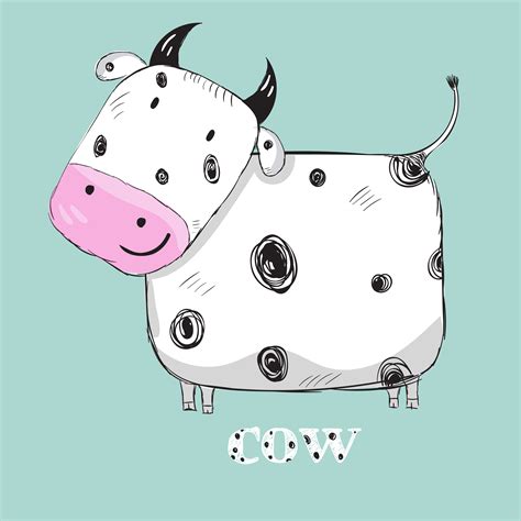 Cute Cow Hand Drawn Vector Art At Vecteezy