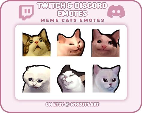 Meme Cats Twitch and Discord Emotes 6 Cute and Funny Emojis for ...