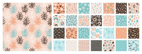 Abstract Seamless Patterns Set Brush Stroke Shapes Nude Color Grunge Shapes Doodle Endless