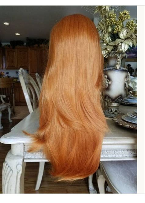 Orange Auburn Wavy Lace Front Wig Etsy