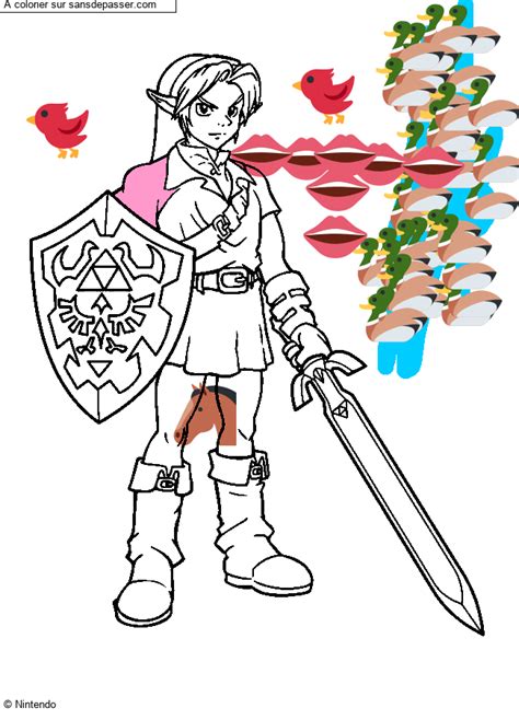 Dessin Colori Coloriage Coloriage Zelda Link Par Un Invit Sans