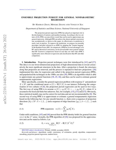 Ensemble Projection Pursuit For General Nonparametric Regression Deepai