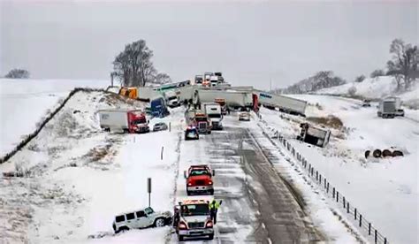 40 Vehicles Involved In Pileup Amid Snow Icy Conditions In Iowa