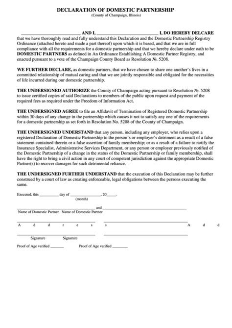 Printable Domestic Partnership Agreement