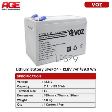 Jual VOZ LiFePO4 12 8V 7Ah 7 Ah Lithium Battery Baterai Aki Kering