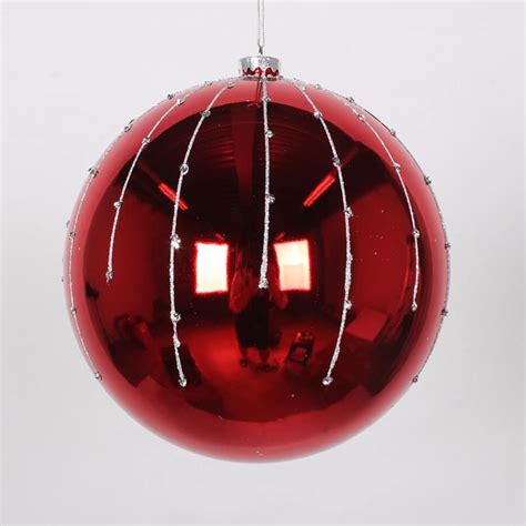 Get Shiny Red With Silver Glitter Christmas Ornament 20 Cm In Mi At