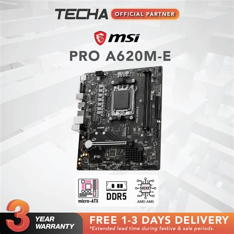 Fast Ship Msi Pro A620m E Amd A620 Ddr5 Matx Motherboard