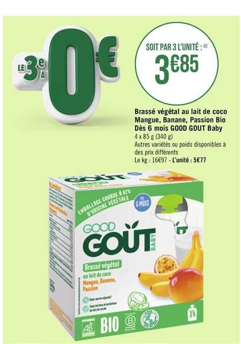 Promo Brass V G Tal Au Lait De Coco Mangue Banane Passion Bio D S