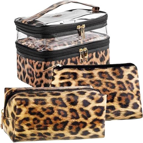 Amazon Fumxin Leopard Print Cosmetic Bag With Double Layer