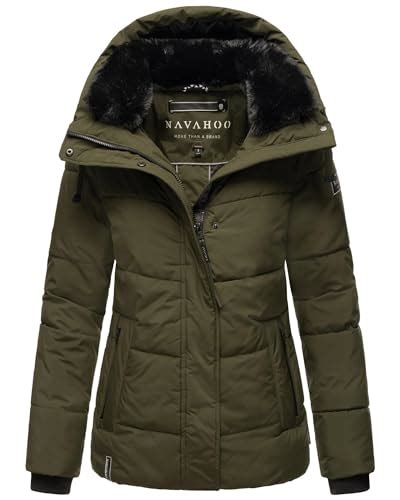 Navahoo Damen Winterjacke Winter Jacke Gesteppt Mit Teddyfell Kragen