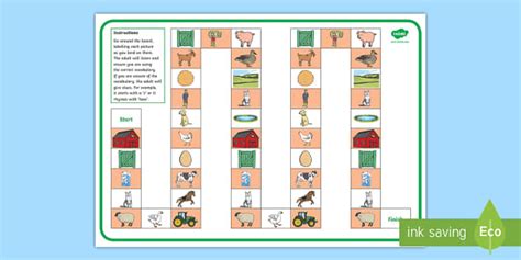 Farm Vocabulary Race Board Game Profesor Hizo Twinkl