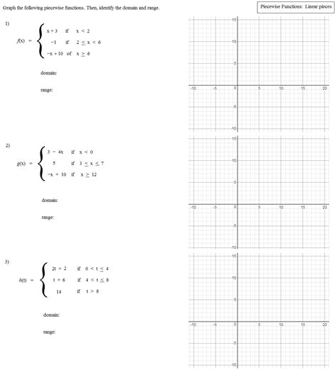 Piecewise Functions Worksheet Multiple Choice Free Printable