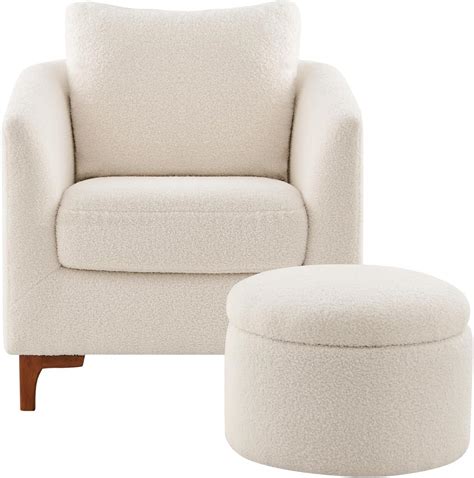 Colamy Modern Upholstered Accent Chair Armchair With Pillow Fabric