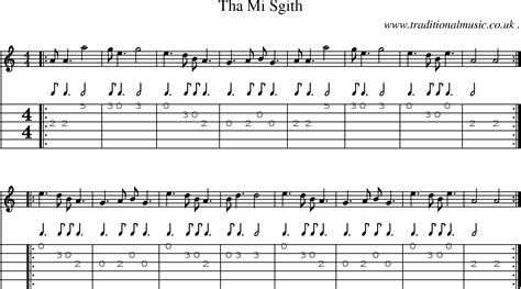 Scottish Tune, Sheetmusic, Midi, Mp3, Guitar chords & tabs: Tha Mi Sgith