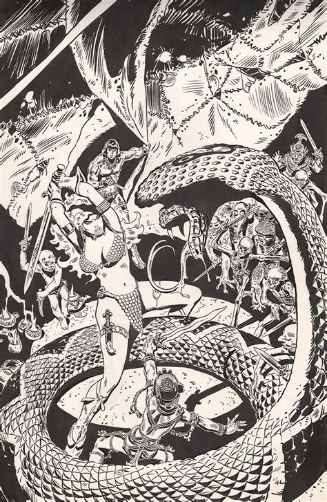 Rodrigo Baeza Frank Thorne Red Sonja 8 Cover Original Art Red