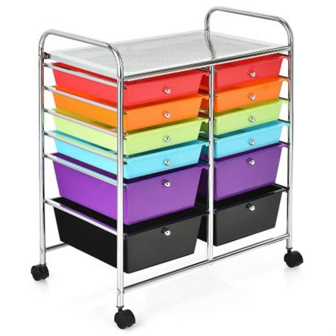 12 Drawer Rolling Storage Cart With Removable Drawers And Lockable