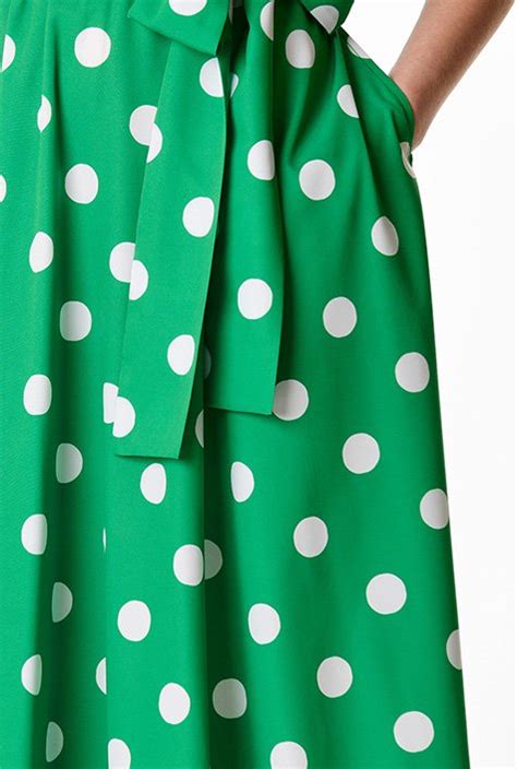 Shop Bow Tie Neck Polka Dot Print Crepe Halter Dress Eshakti