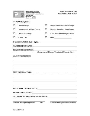 Fillable Online Castle Eiu Card Maintenance Form Doc Fax Email Print