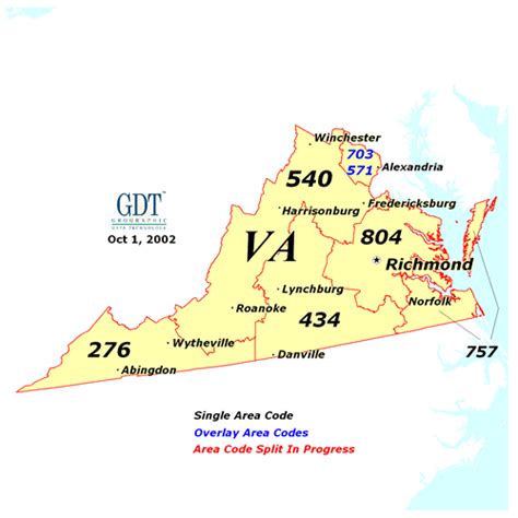 Virginia Area Code Map