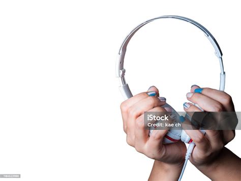 woman hand holding  headset headphone technology separated
