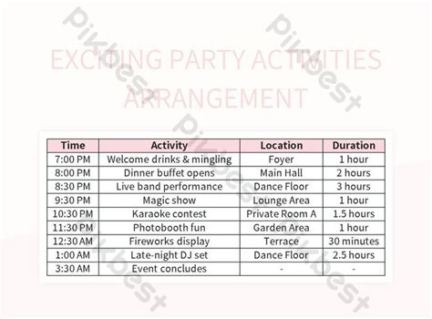 Arranging Fun And Engaging Party Activities Excel | Template Free ...