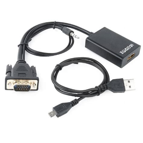 Cabo adaptador Gembird VGA macho para HDMI fêmea 0 15 m áudio de 3