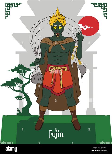 Illustration Vector Isolated Of Japanese Mythology Japanese Gods Fujin