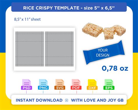 Rice Crispy Template Png Svg Dxf Eps Label Wrapper Etsy