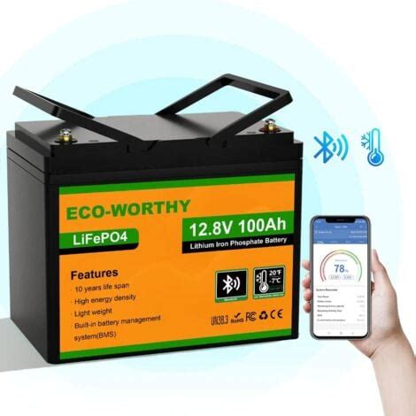 ECO WORTHY LiFePO4 Akku 100Ah Bluetooth Lithium Batterie 12V 100ah Mit