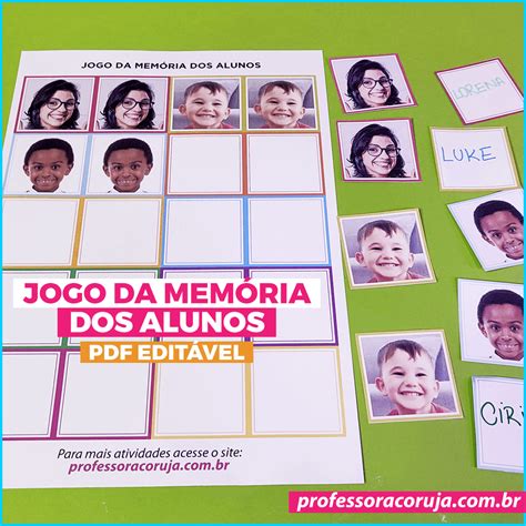 Jogo Da Memoria Pdf - Jogo da Memória dos Alunos - PDF Editável - Professora Coruja