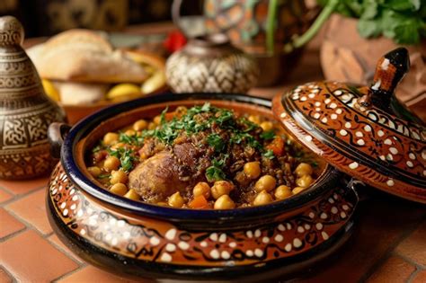 Premium Photo Traditional Moroccan Tagine With Chickpeas And Vegetables