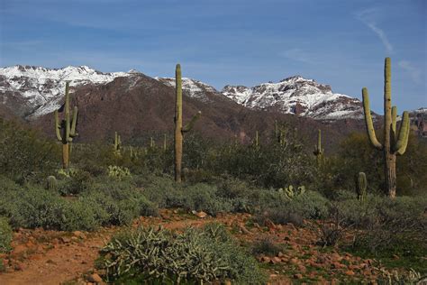 Snow On The Superstition Mountains In Apache Junction Az Usa