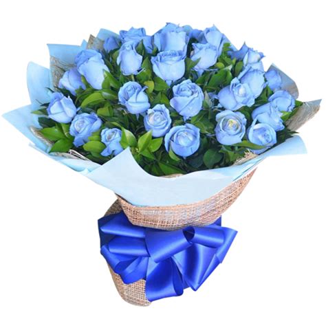 Send 24 Pcs Blue Roses In Hand Bouquet To Manila Philippines