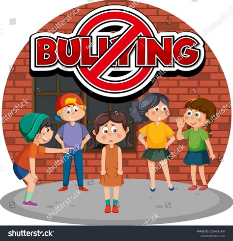 Stop Bullying Text Cartoon Character Illustration Stock Vector (Royalty ...