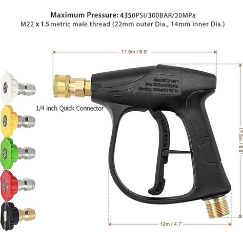 Högtryckstvättpistol med 5 munstycken 4000 PSI Quick Connect 1 3c52