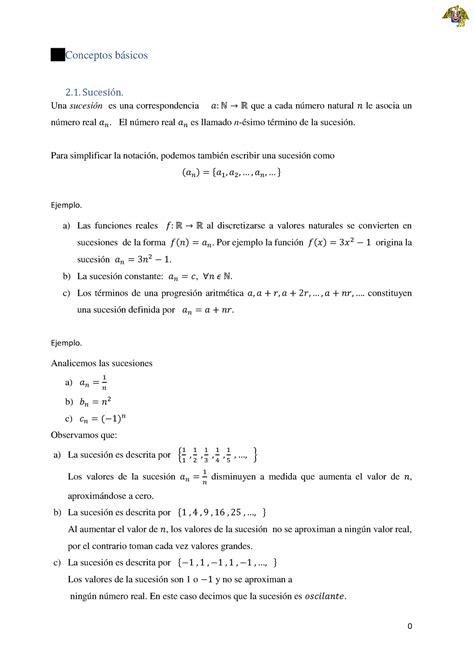 2 Sucesiones Apuntes Conceptos básicos 2 Sucesión Una sucesión