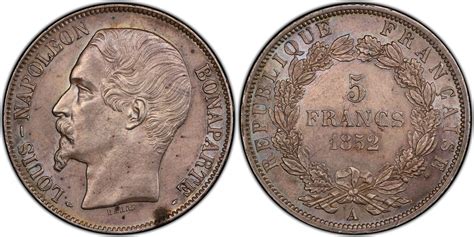 France 5 Francs 1852 Louis Napoléon Paris Magnifique exemplaire unz